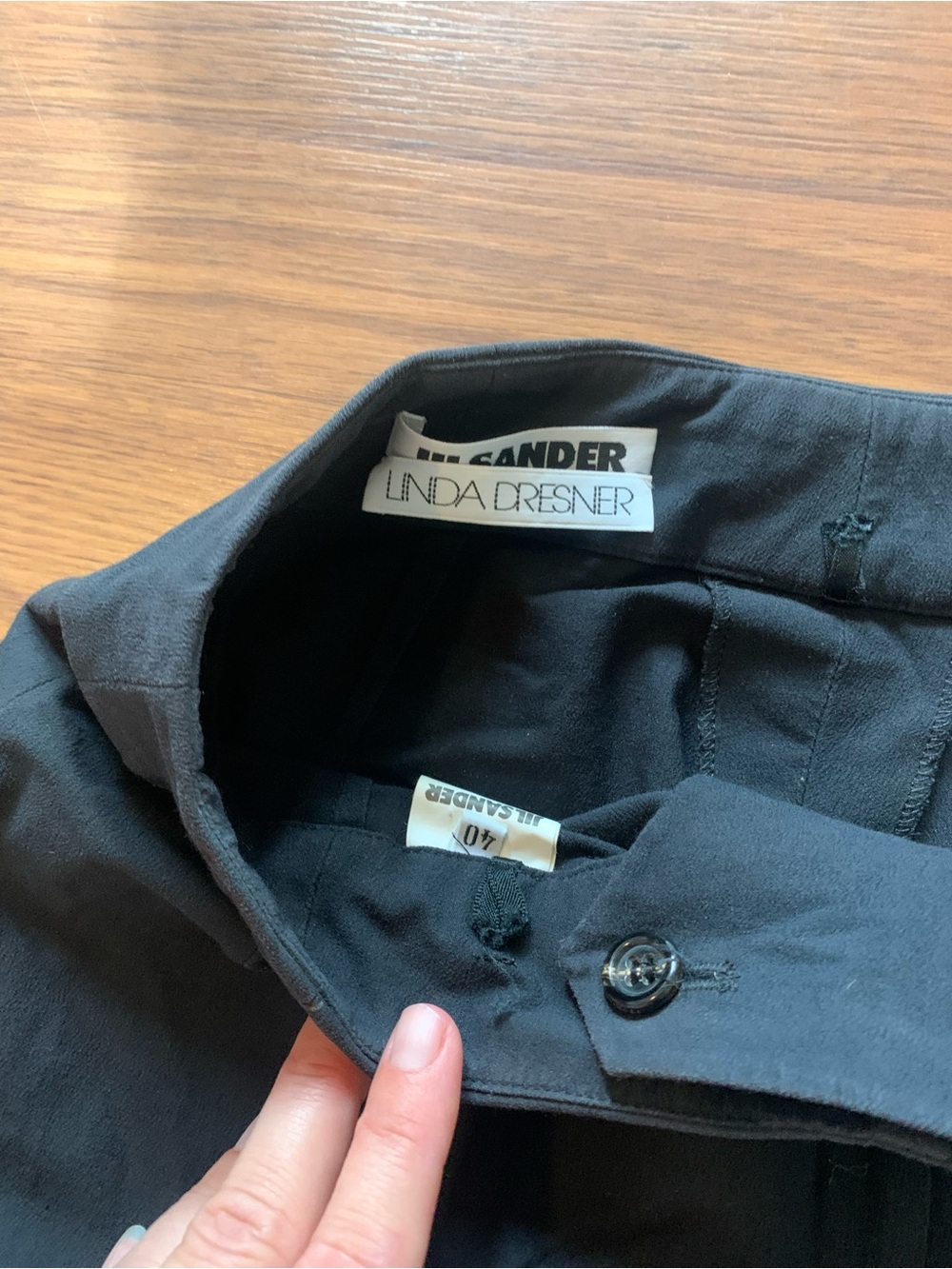 VINTAGE Jil Sander Linda Dresner Collab Tailored Straight Trousers Black 40 - Picture 4 of 8
